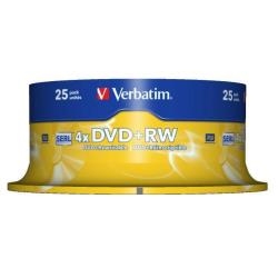 Verbatim 43489 Dvd Rw 4X Advanced Serl 4 7Gb Spindle 25 Uds - Tipología: Dvd+Rw; Capacidad: 4,70 Gb; Paquete: Lata; Número Unidades: 25; Dual Layer: No