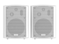 Vision SP-1800 Par de altavoces de pared profesionales de 5,25 de VISION - GARANTÍA DURANTE TODA LA VIDA ÚTIL DEL PRODUCTO - corriente admitida: 50 W - 3 vías con reflector de graves - soportes de fijación horizontal en forma de C incluidos - blanco