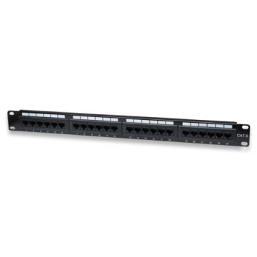 Wp WPC-PAN-6U-24 WP WPC-PAN-6U-24. Conector: RJ-45, Tipos de cable soportados: Cat6. Color del producto: Negro, Montaje: Montaje en bastidor, Capacidad del rack: 1U