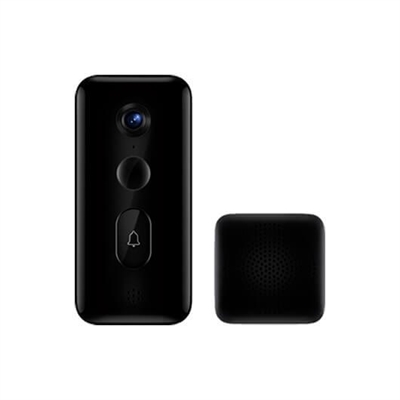 Xiaomi BHR5416GL Xiaomi Smart Doorbell 3. Color del producto: Negro, Volumen: 79 dB, Mejores usos: Hogar, Oficina. Campo de visión horizontal: 107°, Campo de visión vertical: 180°. Tecnología de conectividad: Inalámbrico, Wi-Fi estándares: 802.11b, 802.11g, Wi-Fi 4 (802.11n), Frecuencia: 433 MHz. Alimentación: Batería, Voltaje de entrada: 5 V, Consumo de energía: 5200 mA. Timbre, ancho: 12,8 cm, Timbre, grosor: 6 cm, Timbre, altura: 2,35 cm